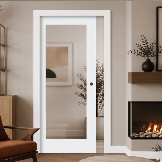 Laminate 1 Light White Pocket Door Set