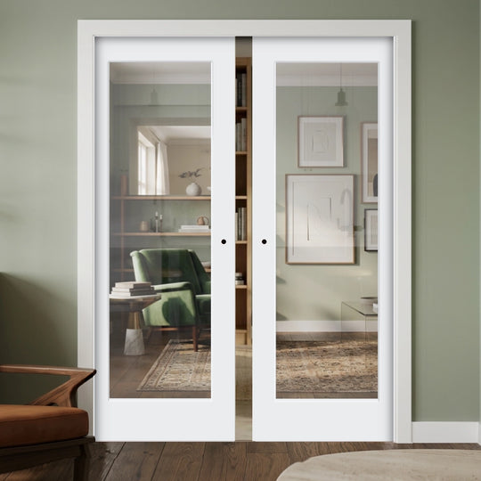 White Laminate 1 Light Double Pocket Door Set