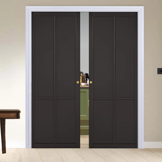 Liberty Black 4P Double Pocket Door System