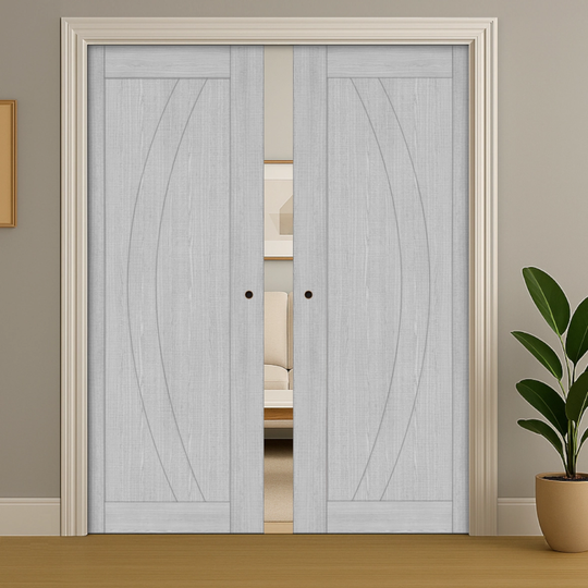 Ravello Light Grey Double Pocket Door Set