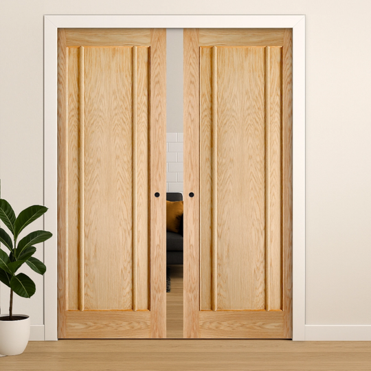 Lincoln Oak Double Pocket Door Set