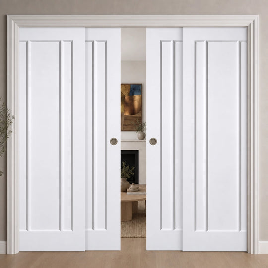 Lincoln White 4 Door Telescopic Pocket Door System