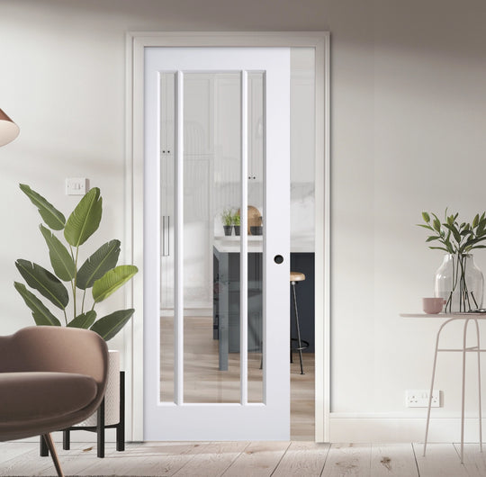 Lincoln 3L Clear Glazed Pocket Door Set