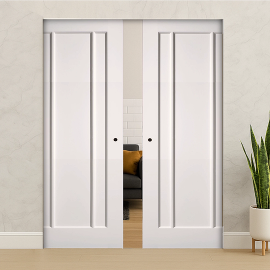 Lincoln White Double Flush Pocket Door Set