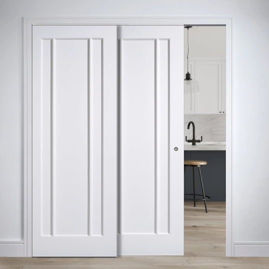 Lincoln 3 Panel White Telescopic Pocket Door System