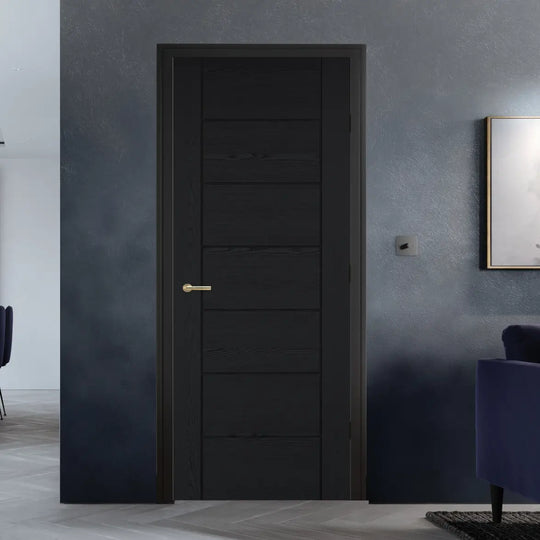Linear Black 7 Panel Laminate Door