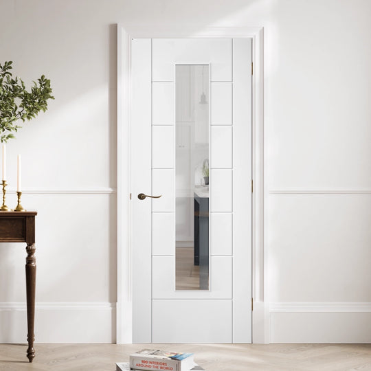 Linear White 7 Panel Laminate Glazed Door