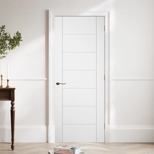 Linear White 7 Panel Laminate Door