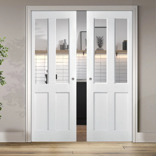 London 2P/2L Glazed Double Pocket Door Set