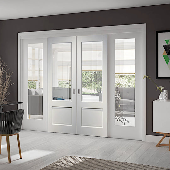 Madison White Glazed Room Divider with Side Panels