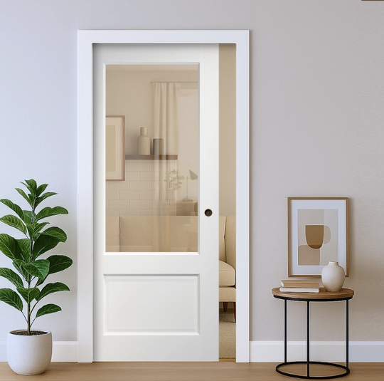 Madison White Clear Glazed Pocket Door Set