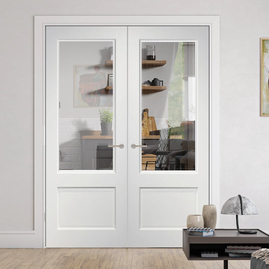 Madison Internal White Primed Clear Glazed Door Pair