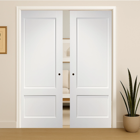 Madison White Double Pocket Door Set
