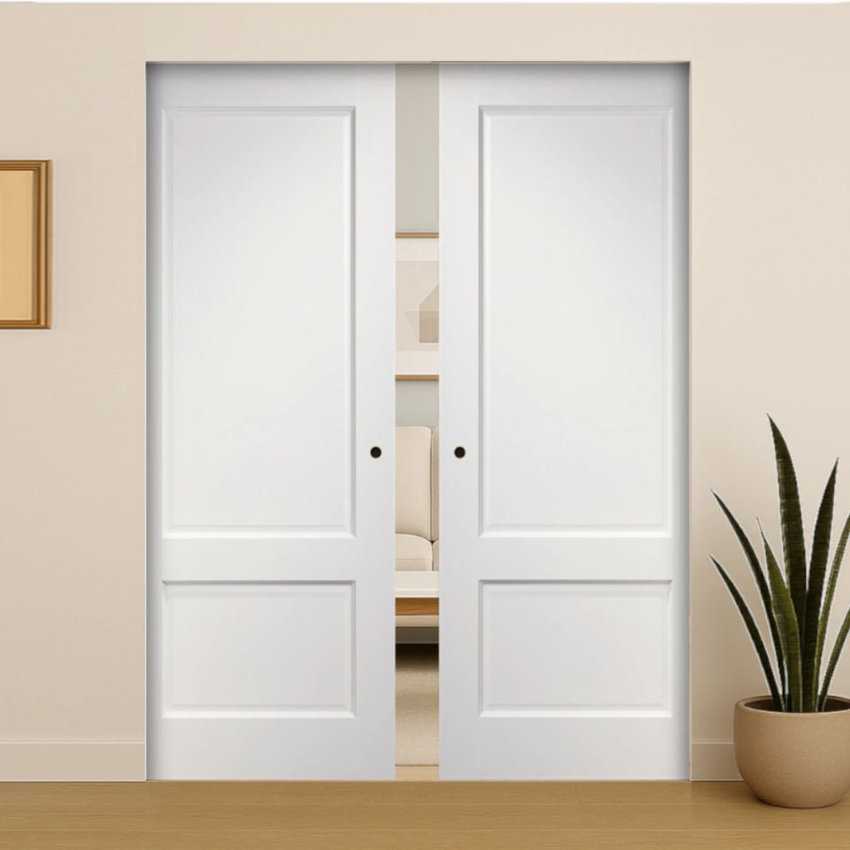 Madison White Pocket Door Set – Emerald Doors