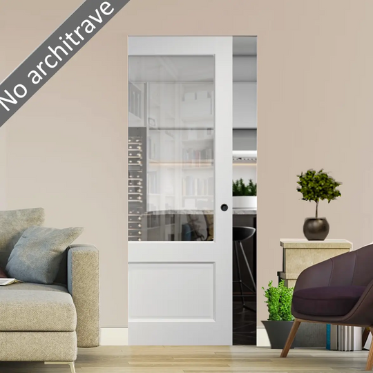 Madison White Glazed Flush Pocket Door Set