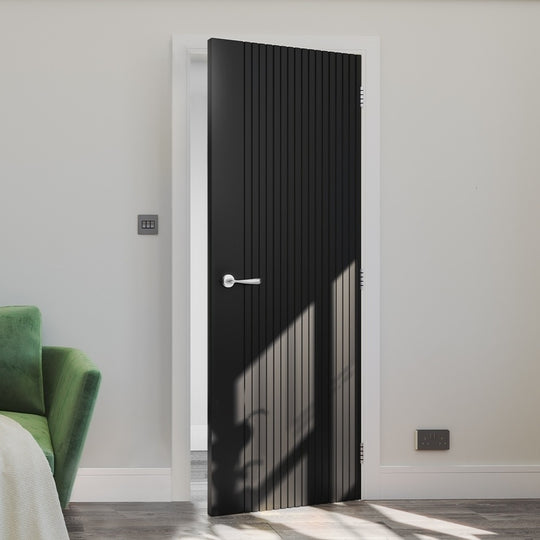 Malmo Black Slatted Fire Door