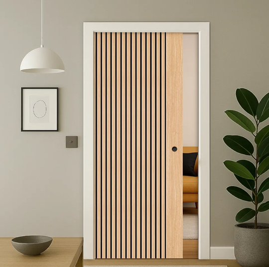 Malmo Oak Pocket Door Set Fully Finished