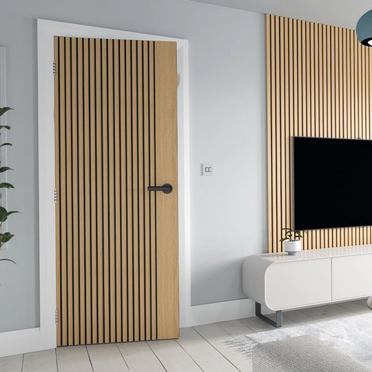 Malmo Oak Slatted Fire Door