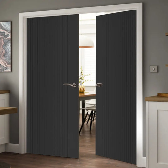 Malmo Black Slatted Internal Door Pair