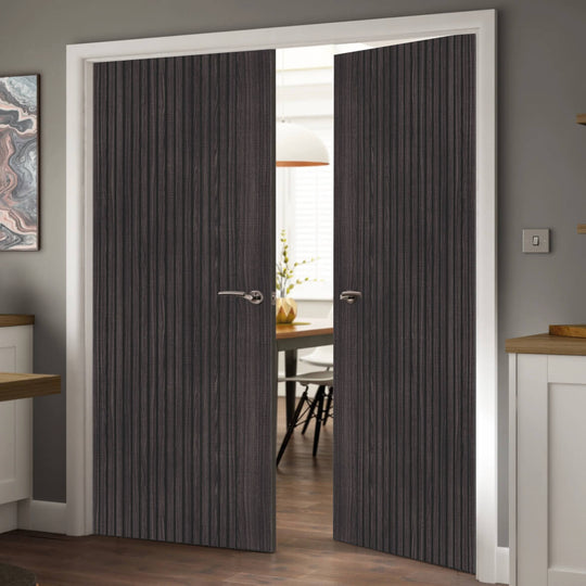 Malmo Dark Grey Slatted Internal Door Pair
