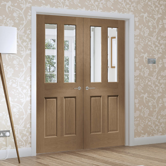 Oak Malton Custom Stained Clear Glazed French Doors