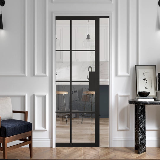 Black Malvern 8L Clear Glazed Pocket Door Set