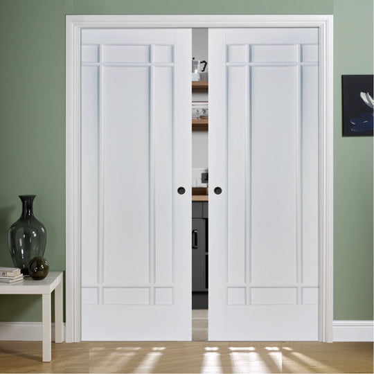 Manhattan 9 Panel Double Pocket Door Set