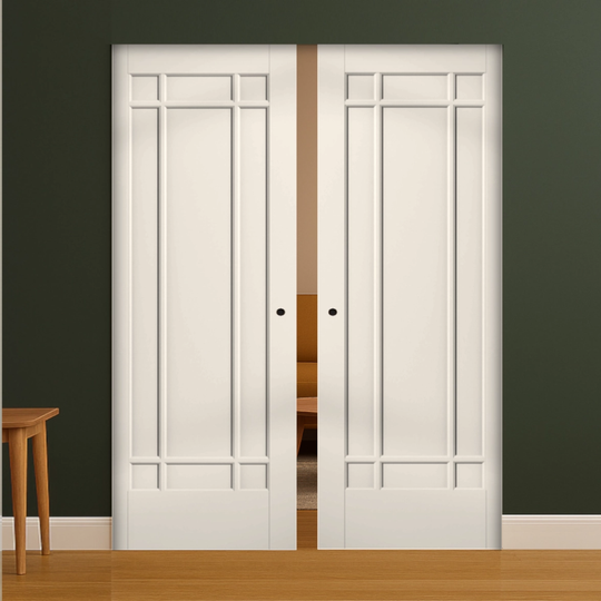 Manhattan White Double Flush Pocket Door Set
