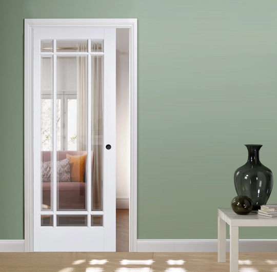 Manhattan White Clear Glazed Pocket Door Set