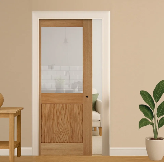 Marlborough Oak Clear Glazed Pocket Door Set