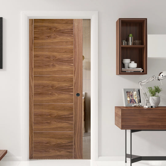 Contemporary Walnut Maya Pocket Door Set