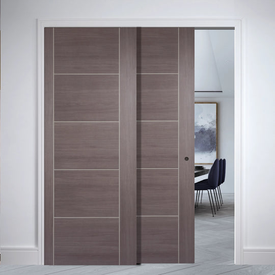 Vancouver Laminate Medium Grey  Telescopic Pocket Door System