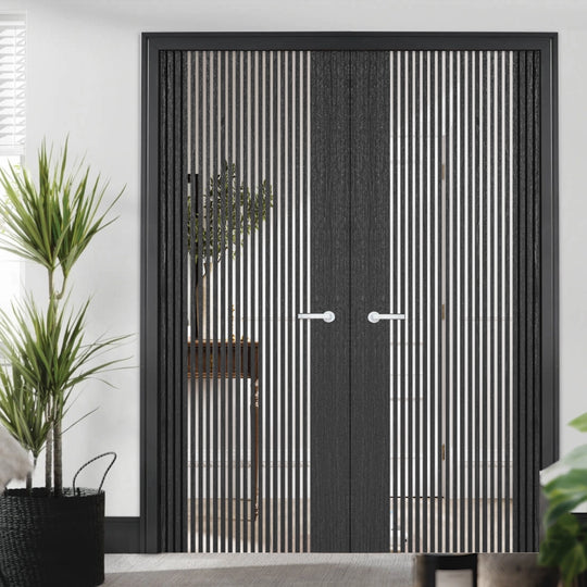 Ash Grey Melbourne Glazed Internal Door Pair