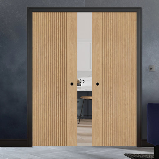 Melbourne Modern Oak Double Pocket Door Set
