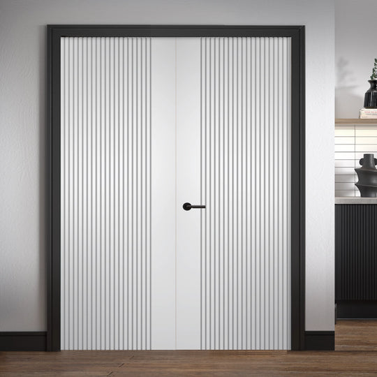 Melbourne Grooved White Internal Door Pair