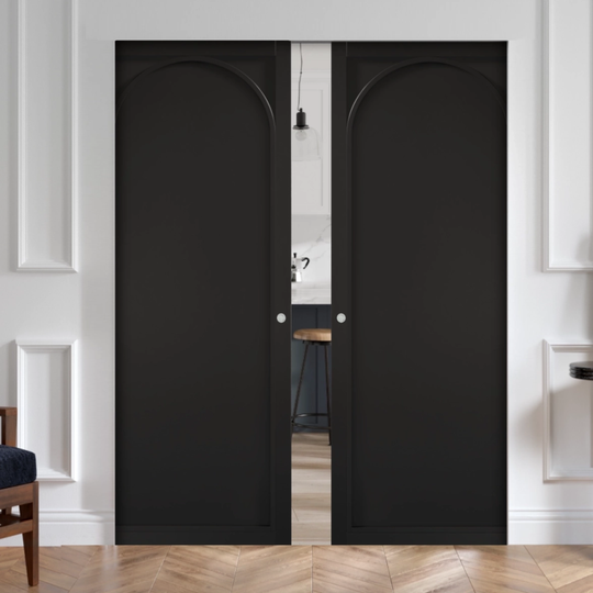 Melrose Black Flush Double Pocket Door Set
