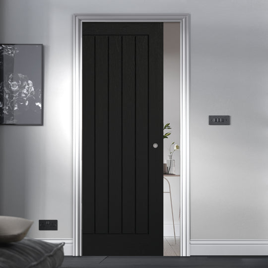 Black Mexicano Pocket Door Set