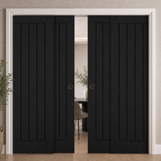 Black Mexicano 4 Door Telescopic Pocket Door System