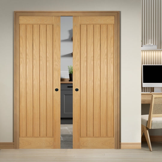 Mexicano Oak Double Pocket Door Set