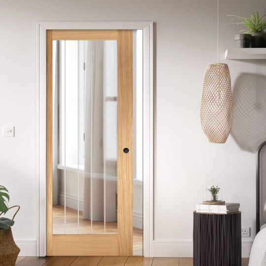 Mexicano Oak 1 Light Pocket Door Set