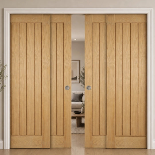 Mexicano Oak 4 Door Telescopic Pocket Door System