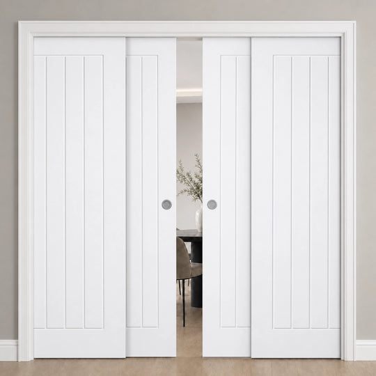 Mexicano White 4 Door Telescopic Pocket Door System