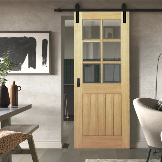 Mexicano Oak 6L Face Mounted Sliding Door Set