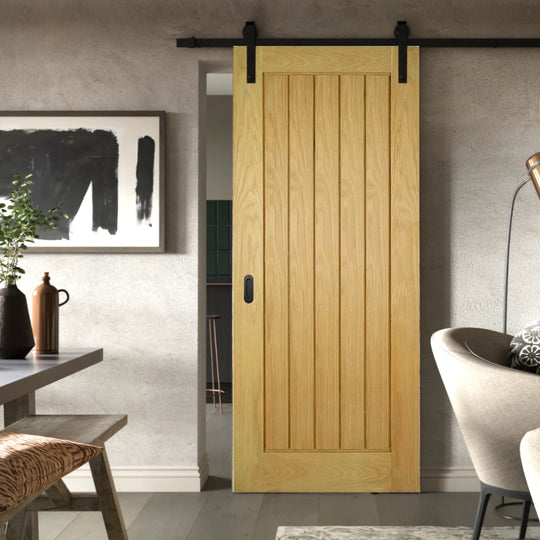 Mexicano Oak Face Mounted Sliding Door Set