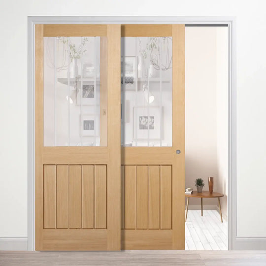 Mexicano Oak 1 Light Telescopic Pocket Door System