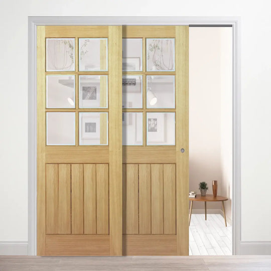 Mexicano Oak 6 Light Telescopic Pocket Door System