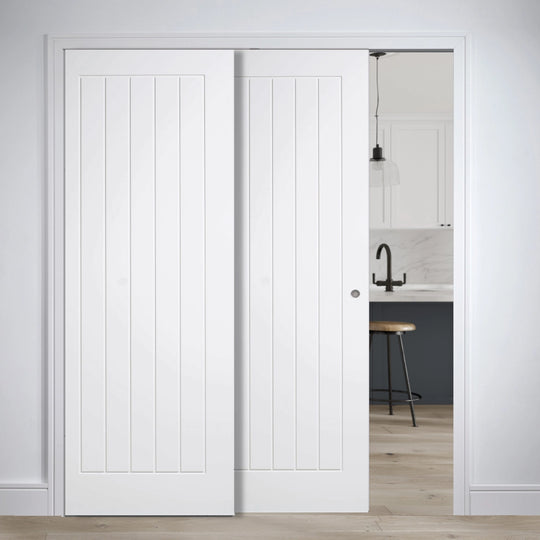 Mexicano White Telescopic Pocket Door System