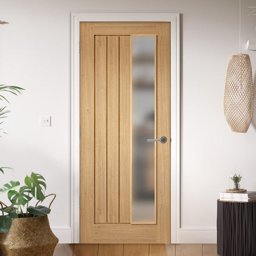 Off Set Doors Mexicano Oak Obscure Offset Glazed Door Fully Finished – Emerald Doors