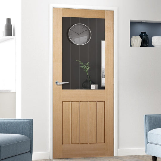 Oak Mexicano 1 Light Glazed Fire Door Fully Finished