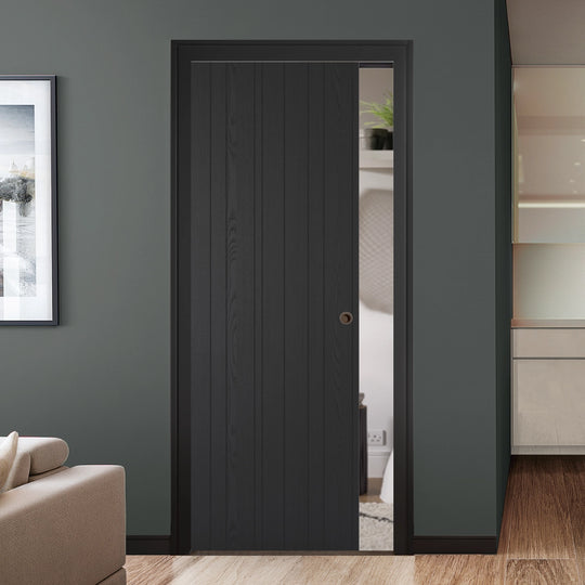 Black Ash Montreal Laminate Pocket Door Set